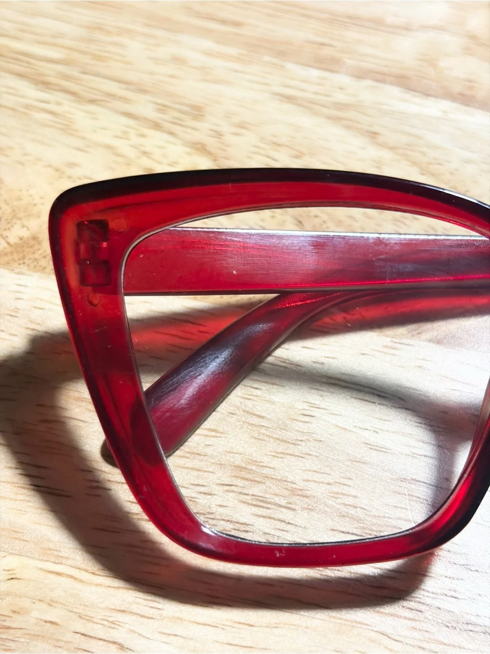 Cherry Red Glossy Translucent Cat Eye Fashion Glasses